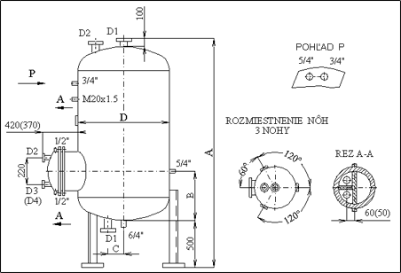 Zasobnikovy ohrievac stojaty - schema